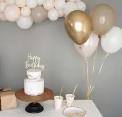 ベージュ　ナチュラルバルーンセット　誕生日　風船　くすみカラー　ハーフバースデー
