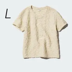 美品　UNIQLO ユニクロ　シャーリングTベージュ　L 半袖のサムネイル