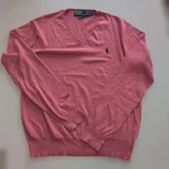 90s ポロラルフローレン 薄手ニット ピンク Vネック sサイズのサムネイル
