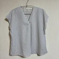 OPAQUE.CLIP オペークドットクリップ ブラウス　白黒　ストライプ