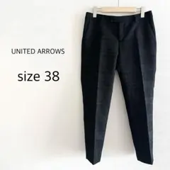 UNITED ARROWS テーパードパンツ ジャガード 総柄 ブラック 38
