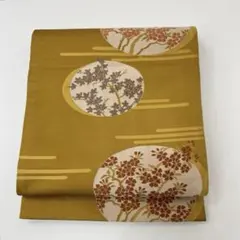 名古屋帯 洗える着物 丸に花柄 織出し 京袋帯 化繊 着物 HO-1887