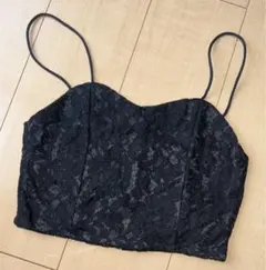 レディース　トップス　ベアトップ　チューブトップ　クラブ　ショート丈　黒　レース