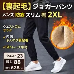 【裏起毛】ジョガーパンツ メンズ 防寒 黒 ゴムウエスト ストレッチ 2XL