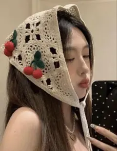 XIA ジュンス　バブーシュカ　かぎ編み　さくらんぼ　クロシェ　帽子　バンダナのサムネイル