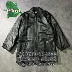 【即日発送・国内古着】デュランテ　ハーフコート　カーコート　羊革　本革　黒　XL