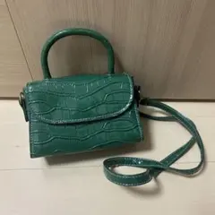 グリーン クロコダイル風 ショルダーバッグ