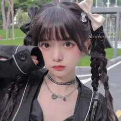 ブラック アイボリーホワイト リボン ヘアクリップ 2個セット 地雷 量産型