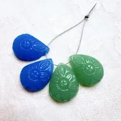 ハイドロクォーツ　カービング 青＆緑セット