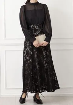 エメ　パーティドレス　ブラック　同窓会　結婚式　謝恩会　ドレス　食事会