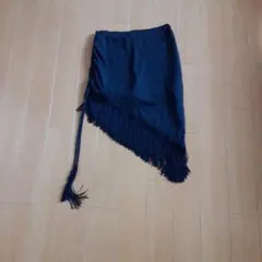 黒 フリンジ付き社交ダンスレッスンスカート