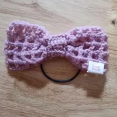 ハンドメイド 薄いピンク リボンヘアゴム