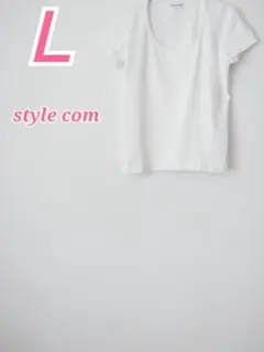style com オフホワイト 半袖Tシャツ L　ストレッチ素材　シンプルのサムネイル