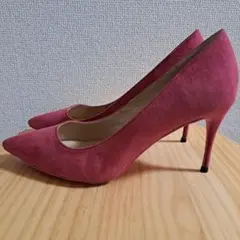 ピンク スエード ポインテッドトゥ ハイヒールソールレッド