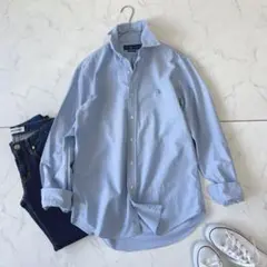 ラルフローレン オックスフォード 長袖シャツ ボタンダウン ポニー刺繍 水色