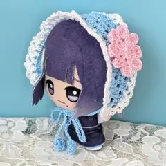 〈水色×白色×ピンク〉ぬい服　ヘッドドレス　にじぬい　ちびぐるみ