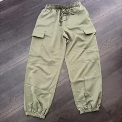 新品カーゴパンツ カーキ ウエストゴム ワークパンツ