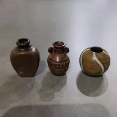 ミニチュア陶器花瓶 3点セット