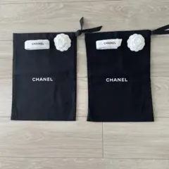 新品⭐︎CHANEL ブラックショップ袋 2枚セット＆カメリア＆おリボン