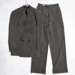 ヴィンテージ スーツ セットアップ ダブル ダークブラウン L相当