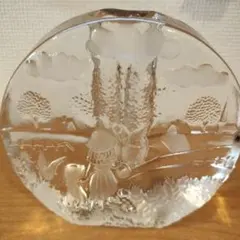 ガラス製 一輪挿し花瓶★野原モチーフ昭和レトロ ヴィンテージ
