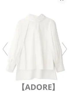 美品　アドーア　ホワイト ゆったりブラウス　トップス 半袖　38 シンプル osharewalker シャツ レディース トップス ブラウス 半袖 シアー