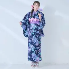 新品　メゾピアノ　浴衣　150 160 紫陽花　接触冷感　紺 新品 メゾピアノ 浴衣 150 160 紫陽花 接触冷感 紺 - メルカリ