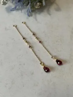 14KGF ガーネットの3wayチャーム