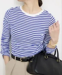 スローブイエナ フライスガーゼシャーリングロンTEE ブラックボーダー