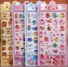 うるちゅる キラキラシール パステルカラー うさぎ ねこ いぬ くま 4枚セット