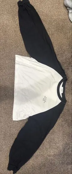 ラグランスリーブ クロップドTシャツ ホワイト/ブラック