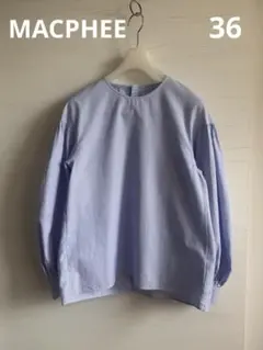 美品✨【MACPHEE】コットンノースリーブシャツ バンドカラー 綿100% 青 