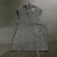 ツイード フリンジベスト ジレ Vネック