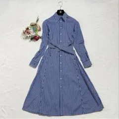 美品　ポロラルフローレン　シャツワンピース　ストライプ　ポニー刺繍　24SS