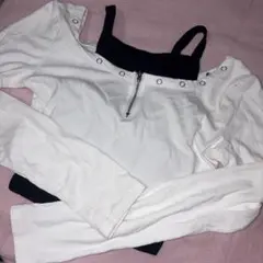 白　シャツ　ショート丈　トップス　クロップド丈