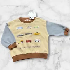 トミカ 車両イラスト 80cm 裏起毛長袖トレーナー　綿100 新品　男の子