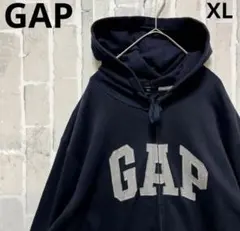 GAP ギャップ ジップパーカー XL 刺繍ロゴ ワッペン 裏起毛 スウェット