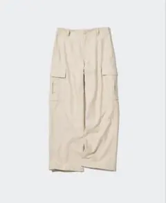 ユニクロ　ワイドストレートカーゴパンツ　S　オフホワイト