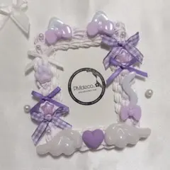 硬質ケースB8サイズ ホイップデコ 猫耳 リボン 紫 トレカケース B8-169