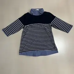 Lemon Tree 重ね着風 ボーダー カットソー ネイビー