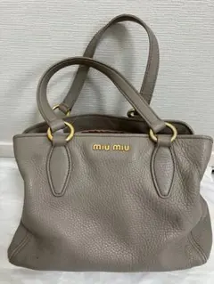 MIU MIU グレージュレザー ハンドバッグ