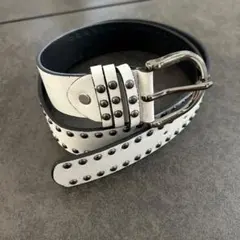 スタッズベルト 白　Y2K スケーター SK8 ベルト　平成