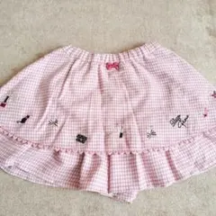 メゾピアノ mezzo piano 130 千鳥柄裾刺しゅうキュロットスカート