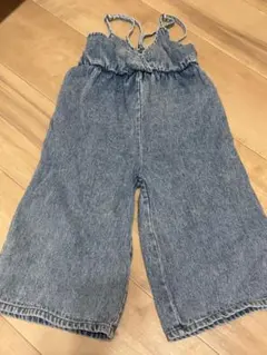 デニム ストラップ付きサロペット