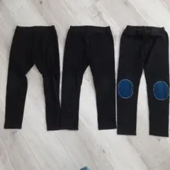 ブラックレギンス 3点セット 膝当て付き