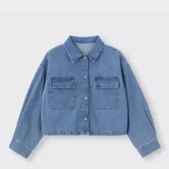 デニムクロップドシャツジャケット(長袖) ブルー