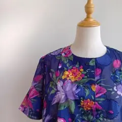 花柄カーディガン シャツ ユリ ピンタック