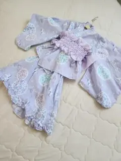 ユニコーン柄薄紫色着物ドレス 100～110サイズ