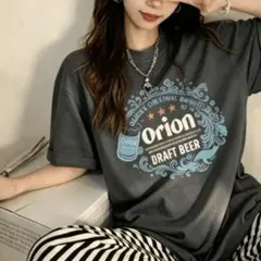 Orionビール 半袖Tシャツ ダークグレー 4XL フロントプリント