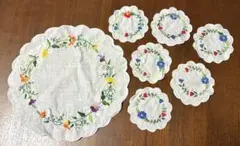 花柄刺繍 ランチョンマットとコースター 全7枚セット
